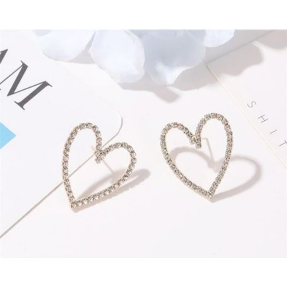 Gold Crystal Heart Earrings! - Picture 3 of 7